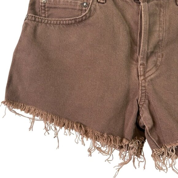 Free People Makai High Rise Cutoff Distressed Shorts In Color Brown Size 25 - Picture 6 of 11